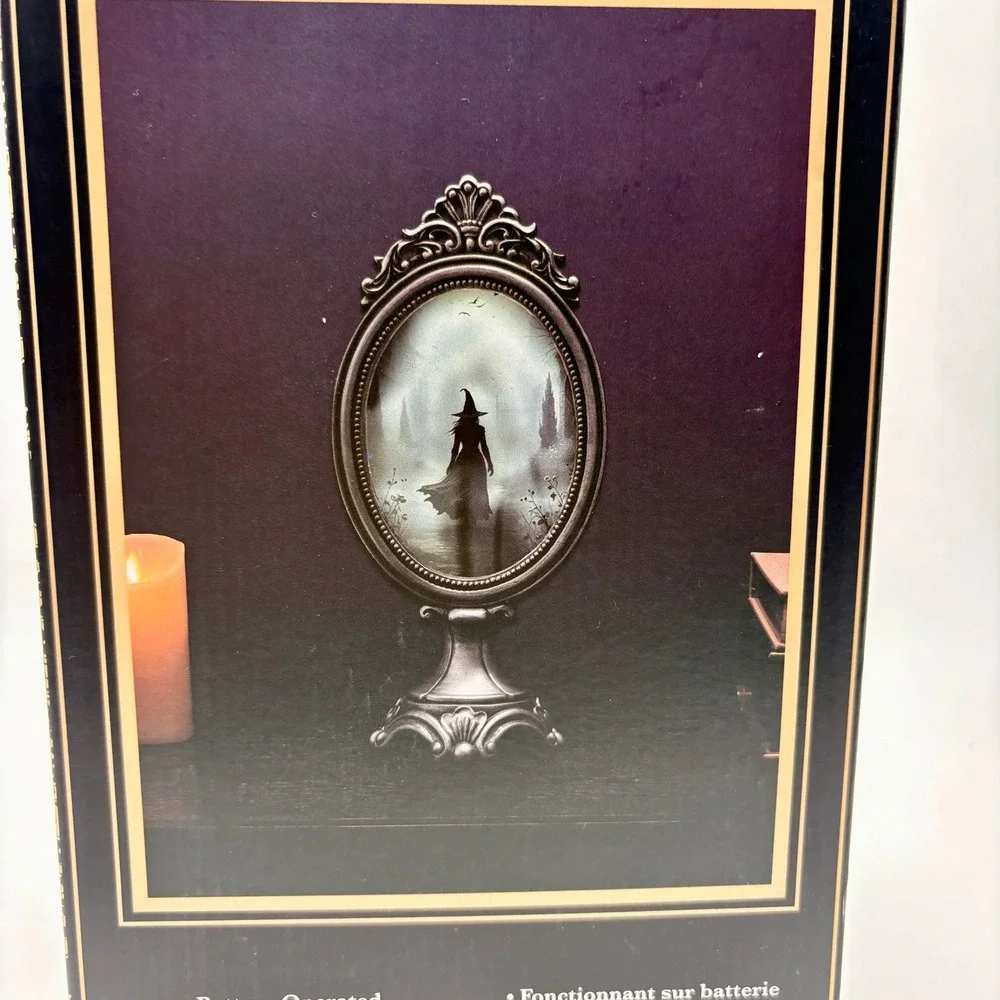 Christian Siriano LED Lighted Mirror Witch Silhouette Gothic Halloween Decor NEW